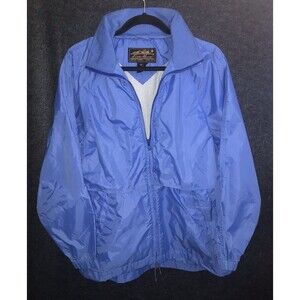 Eddie Bauer‎ Vintage 90s Women's Hood Full Zip Windbreaker Jacket Blue Small
